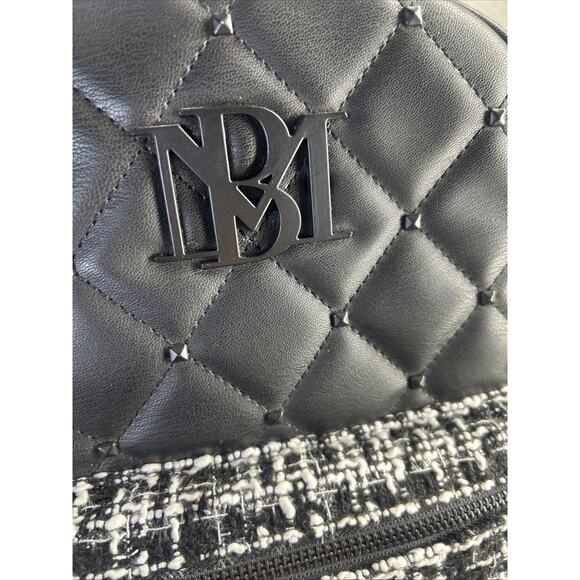 NWT Badgley Mischka Black And White Big Diamond Quilted Backpack Faux Leather